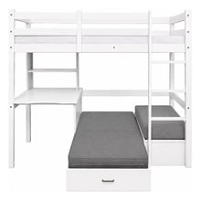 Auren Convertible Single Bunk Bed with Desk & Mattress